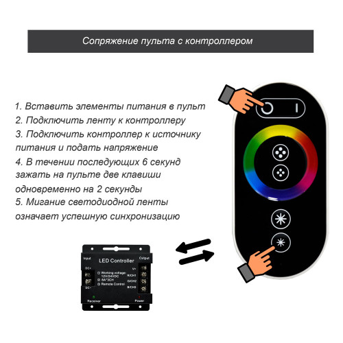 Контроллер RGB сенсор 24А 12/24V 288/576W
